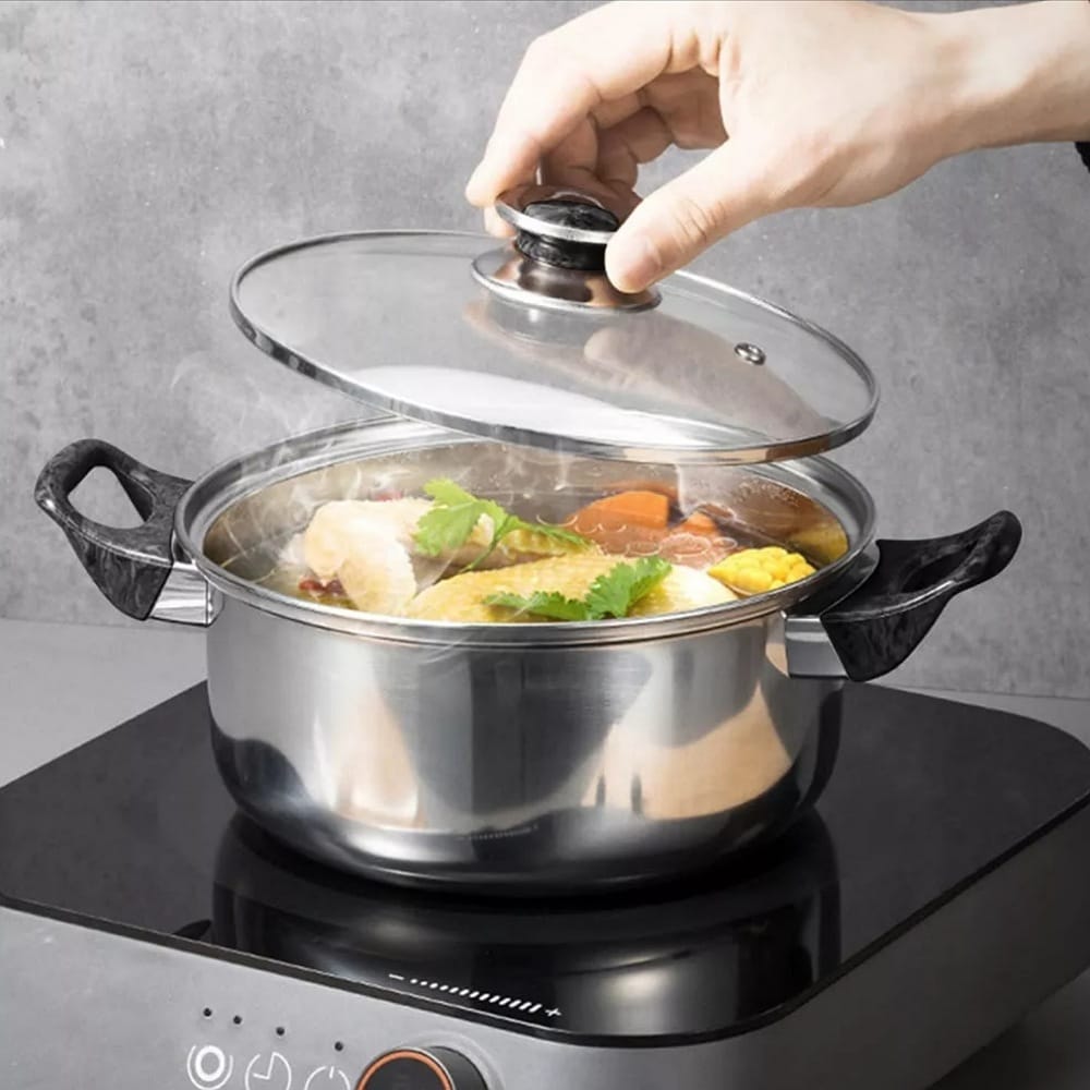 Bateria De Cocina 6 Pcs Cacerolas Y Sarten Acero Inox Cocina