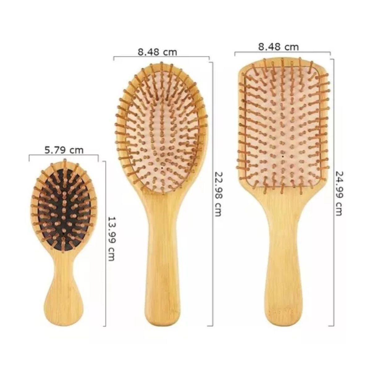 Cepillos Y Peines Para Cabello Bambú Antifrizz (kit 6 Pz)  cafe claro