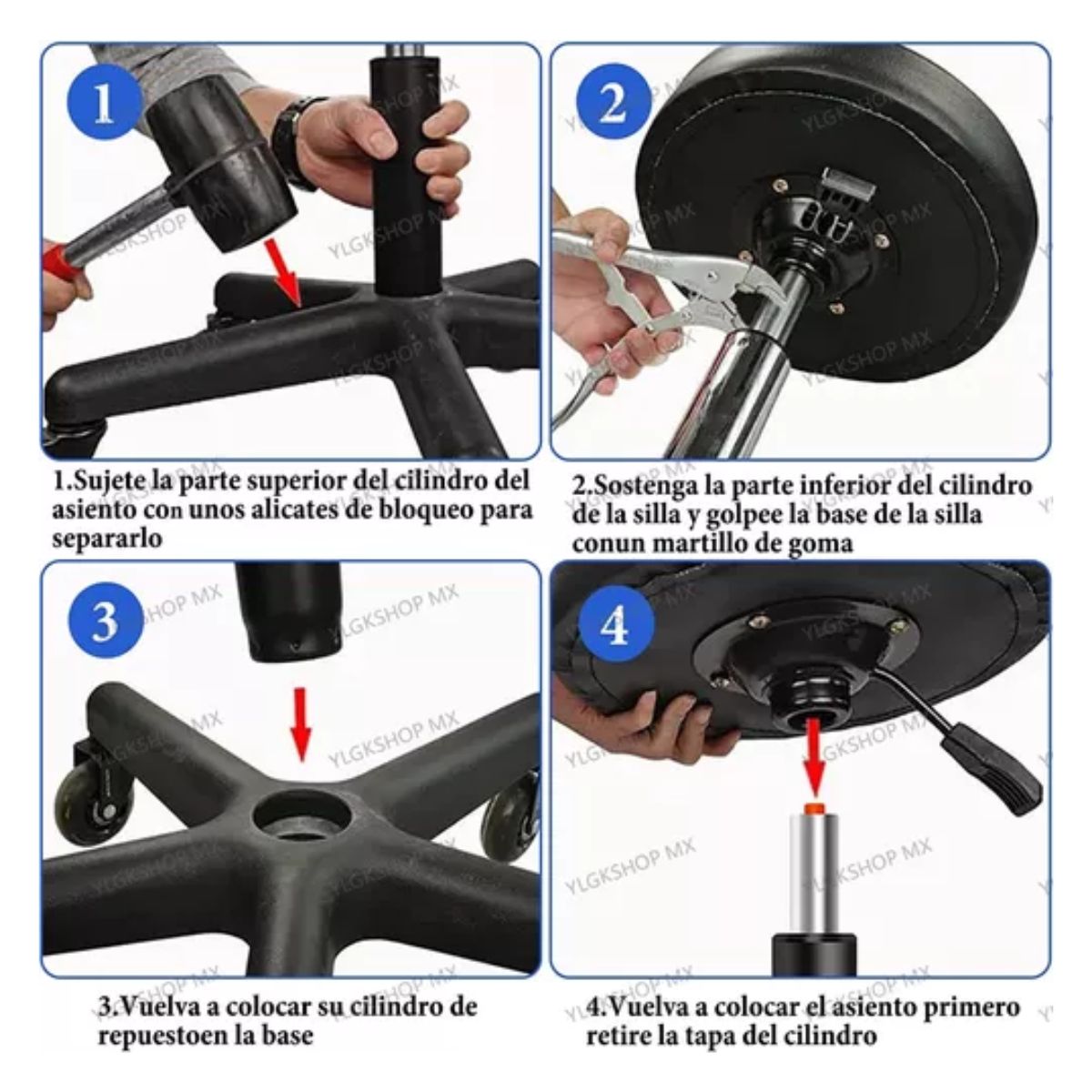 Pistón De La Silla De Oficina Repuestos De La Silla Elevable negro