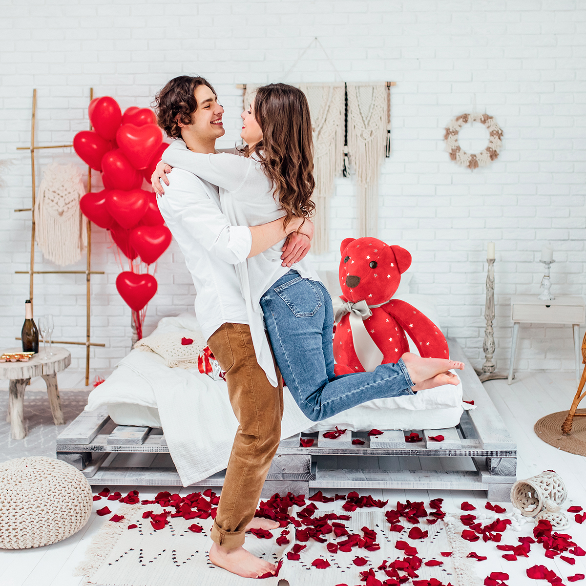 Peluche Oso de tela 60 cm Tv Ofertas regalo de San Valentín, 14 de Febrero, día del amor y amistad, día de la madre o cualquier ocasión de tela suave 