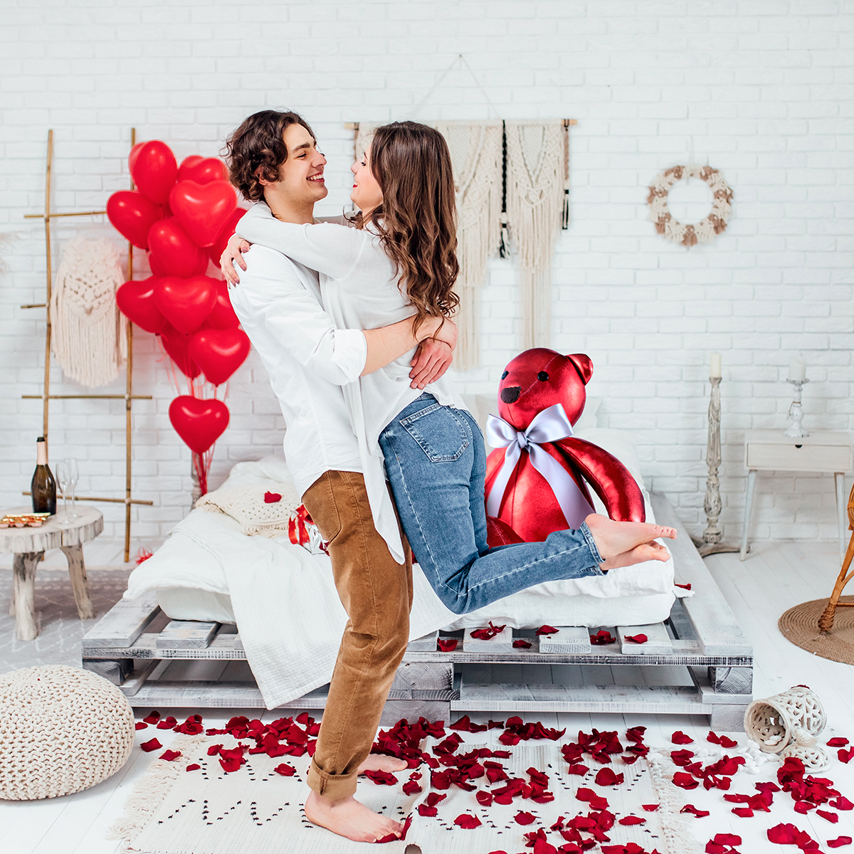 Peluche Oso de tela 60 cm Tv Ofertas regalo de San Valentín, 14 de Febrero, día del amor y amistad, día de la madre o cualquier ocasión de tela suave 
