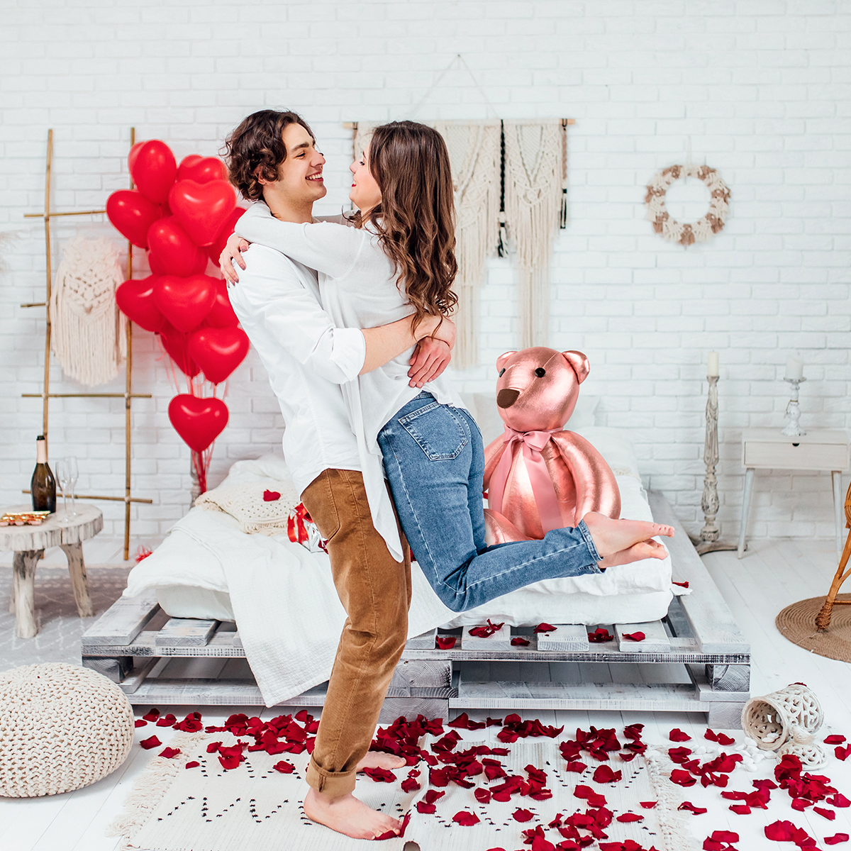 Peluche Oso de tela 60 cm Tv Ofertas regalo de San Valentín, 14 de Febrero, día del amor y amistad, día de la madre o cualquier ocasión de tela suave 