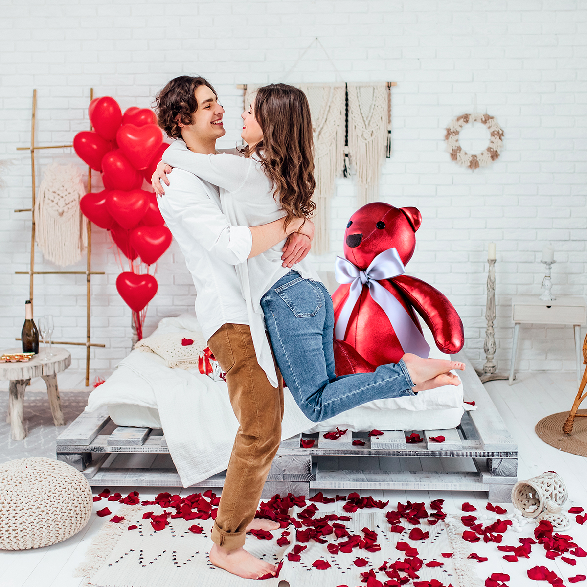 Rojo Amor De Texto En Osito De Peluche Para El Día De San Valentín