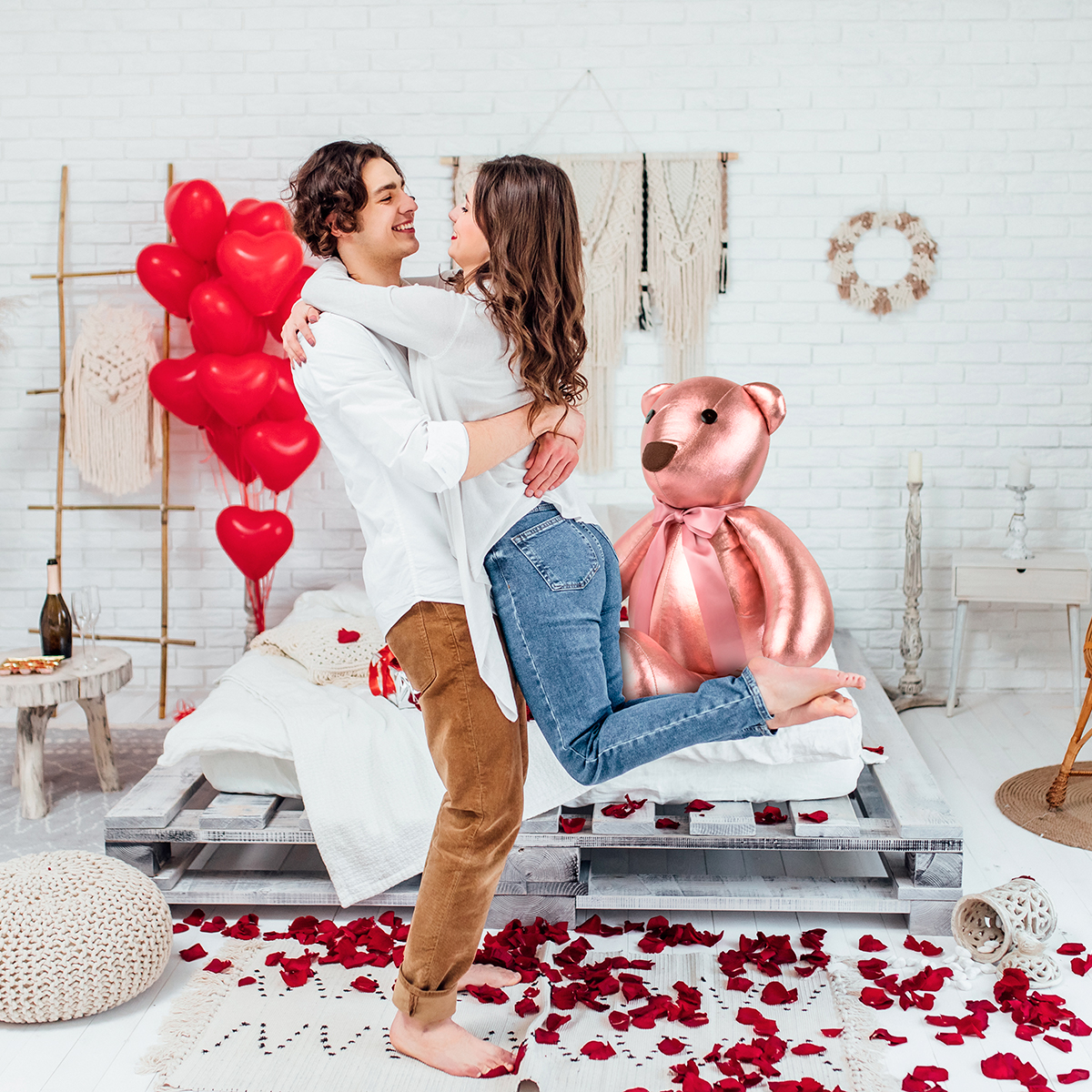 Oso peluche 80 cm Tv Ofertas regalo de San Valentín, 14 de Febrero, día del amor y amistad, día de la madre o cualquier ocasión de tela suave 