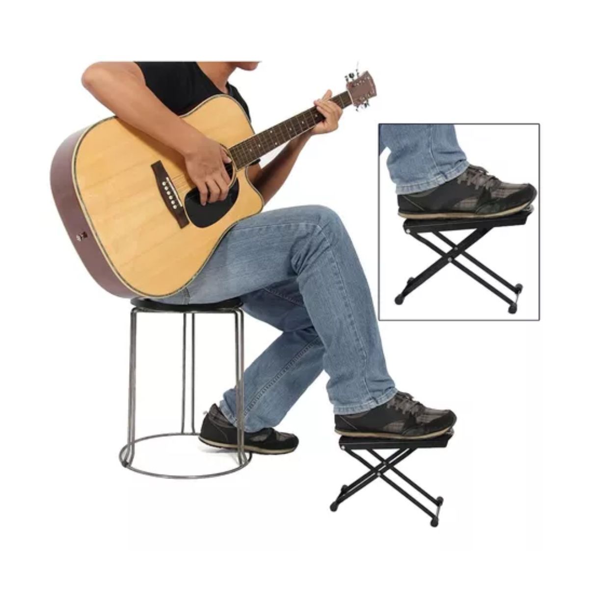 Descansa Pie Posapie Para Guitarra Ajustable negro