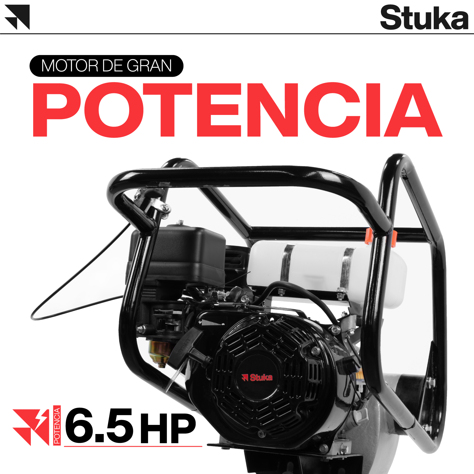 Stuka DORTMUND | Bailarina compactadora de cemento | 6.5 hp | 4 tiempos | MOTOR DE GRAN POTENCIA
