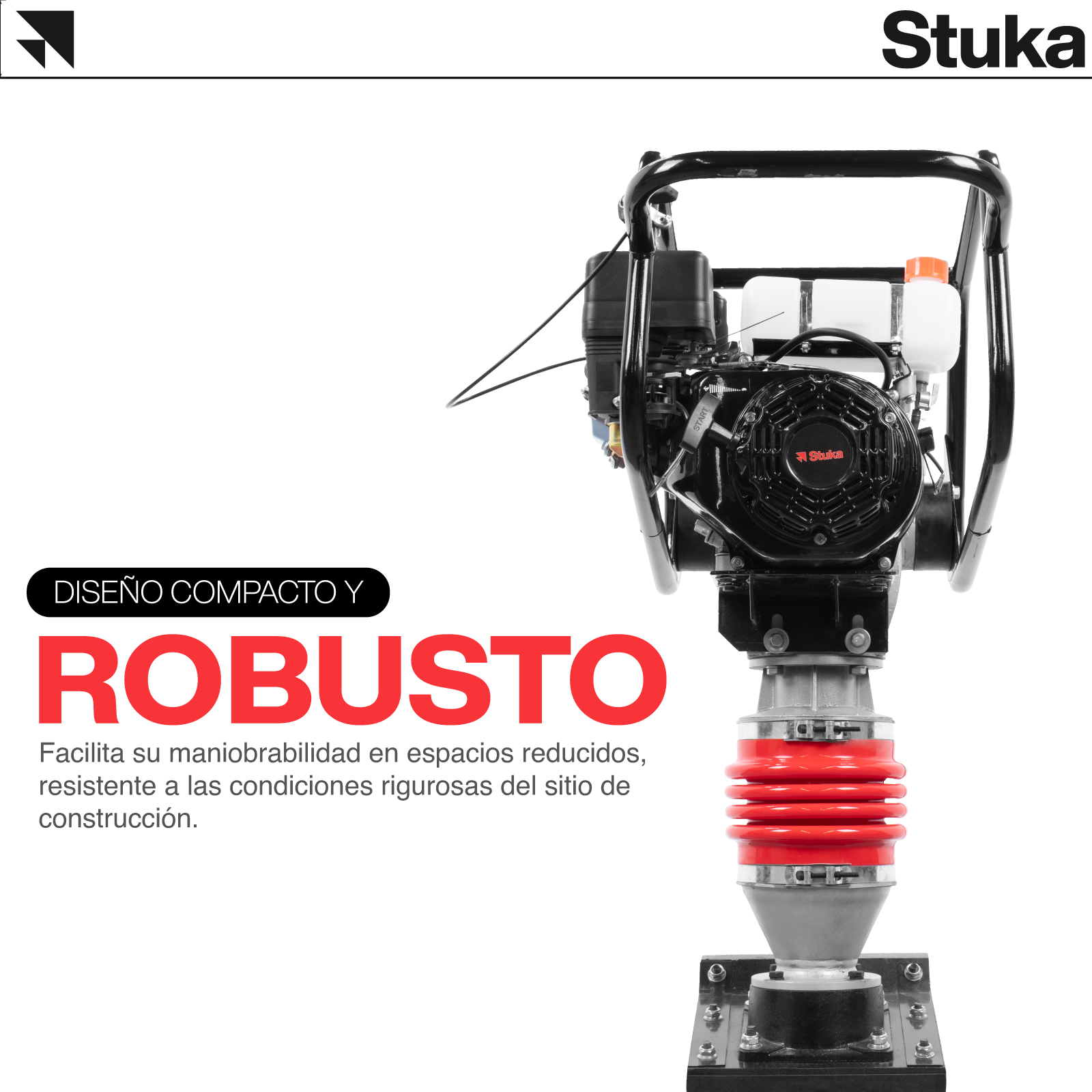 Stuka DORTMUND | Bailarina compactadora de cemento | 6.5 hp | 4 tiempos | MOTOR DE GRAN POTENCIA