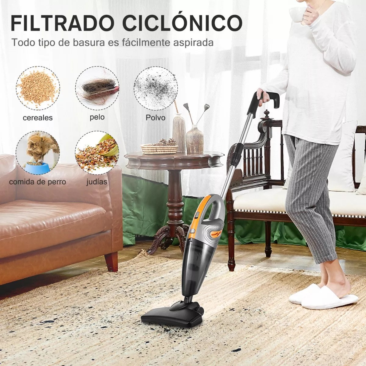 Aspiradora Inalambrica Aspirador Mano Portátil Dos En Uno Plateado