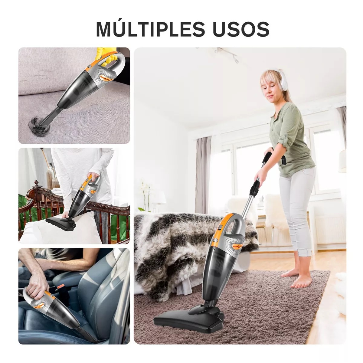 Aspiradora Inalambrica Aspirador Mano Portátil Dos En Uno Plateado