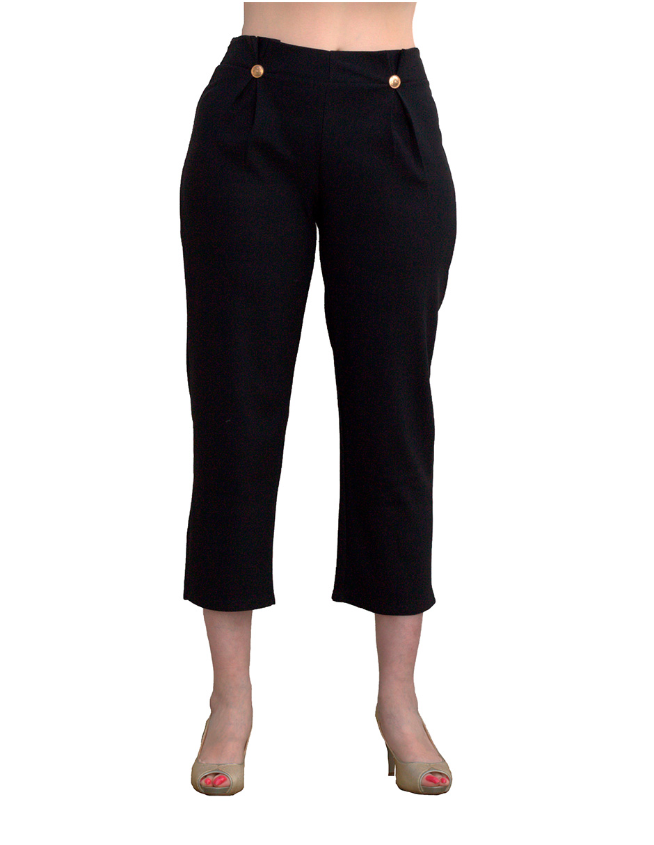 Pantalón Capri pesquero negro ILYS para mujer