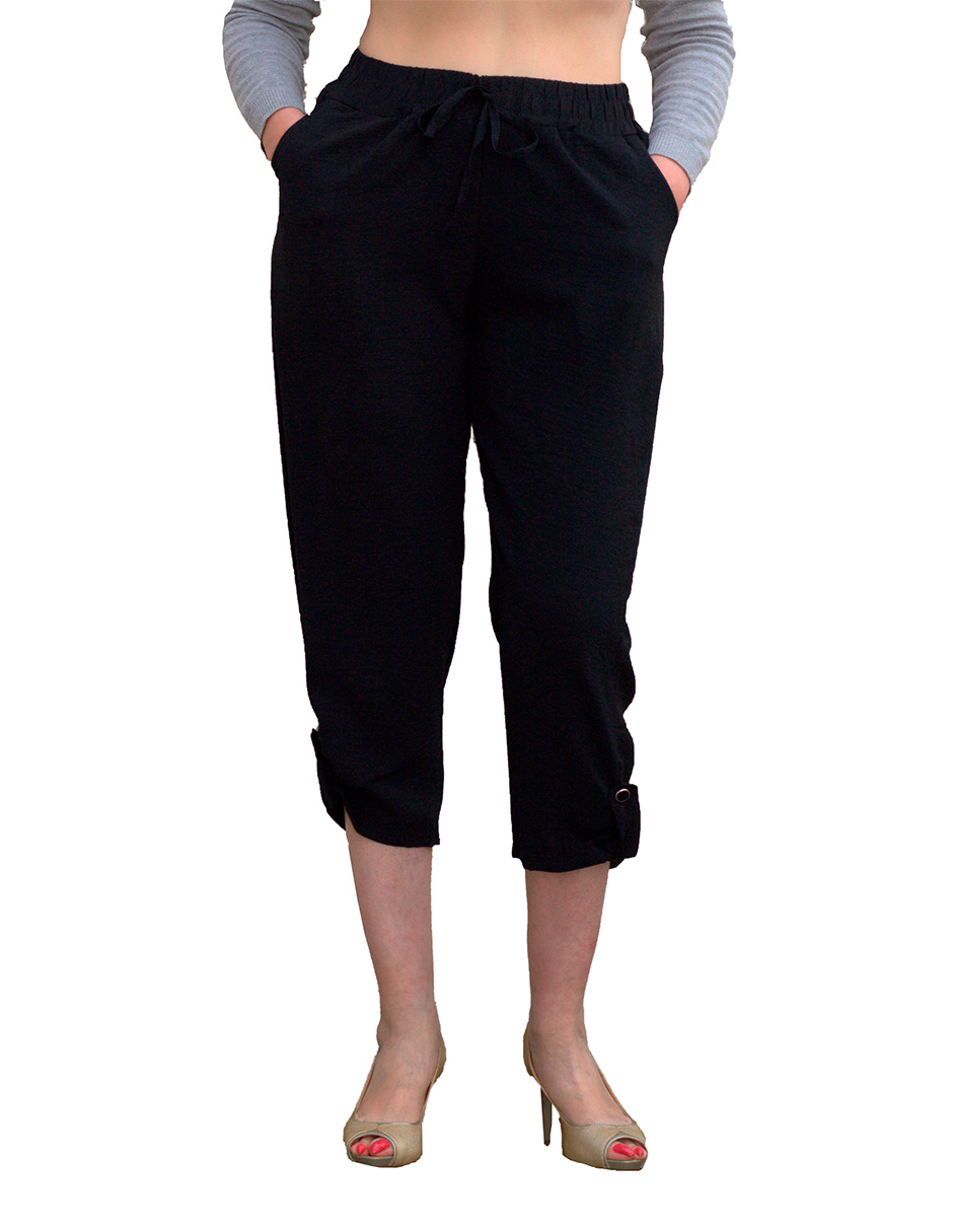 Pantalon capri pesquero negro ILYS con bolsas para mujer