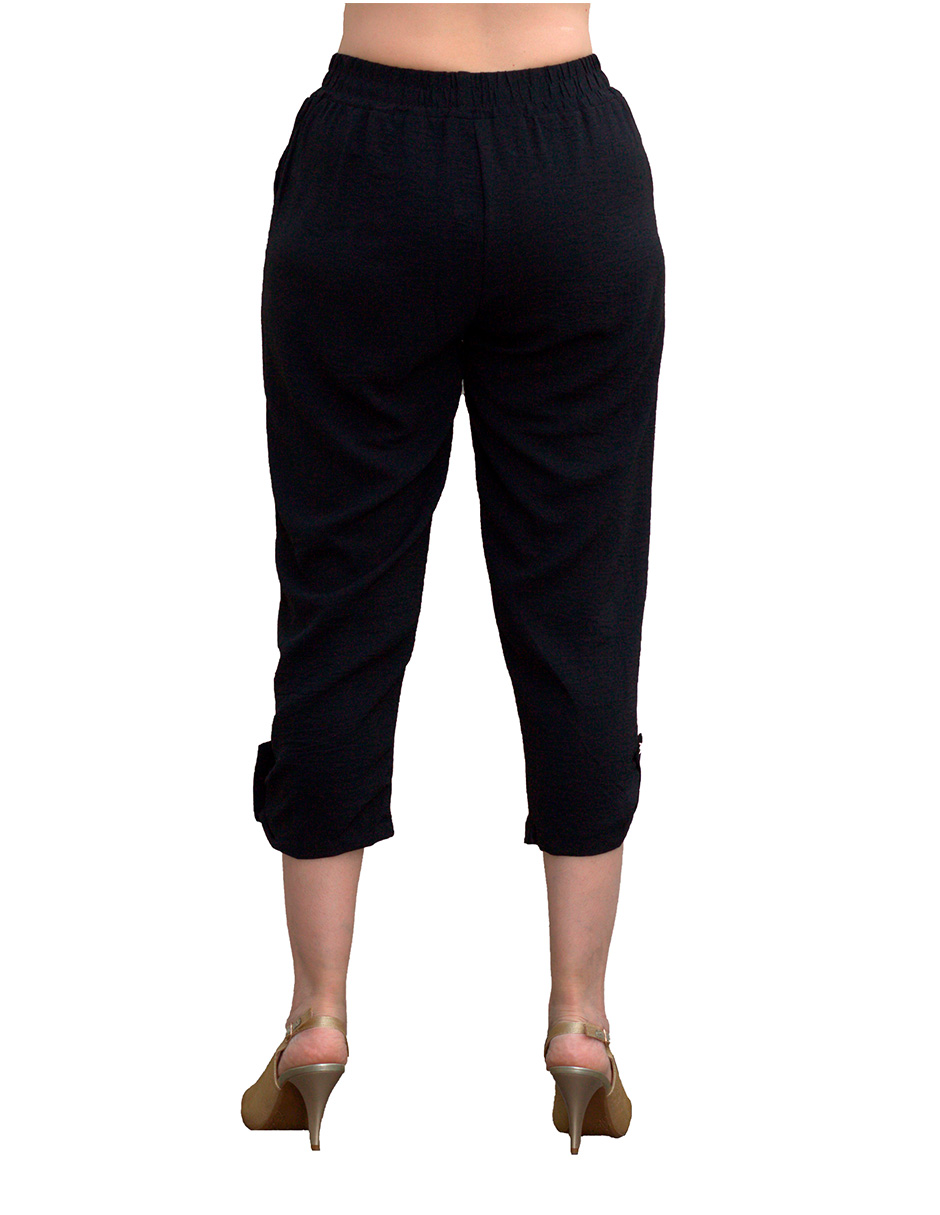 Pantalon capri pesquero negro ILYS con bolsas para mujer