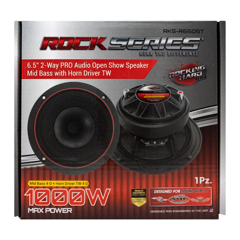 Medio Rango Open Show C/Tweeter Integrado Rock Series RKS-R65OST 1000 Watts 6.5 Pulgadas.