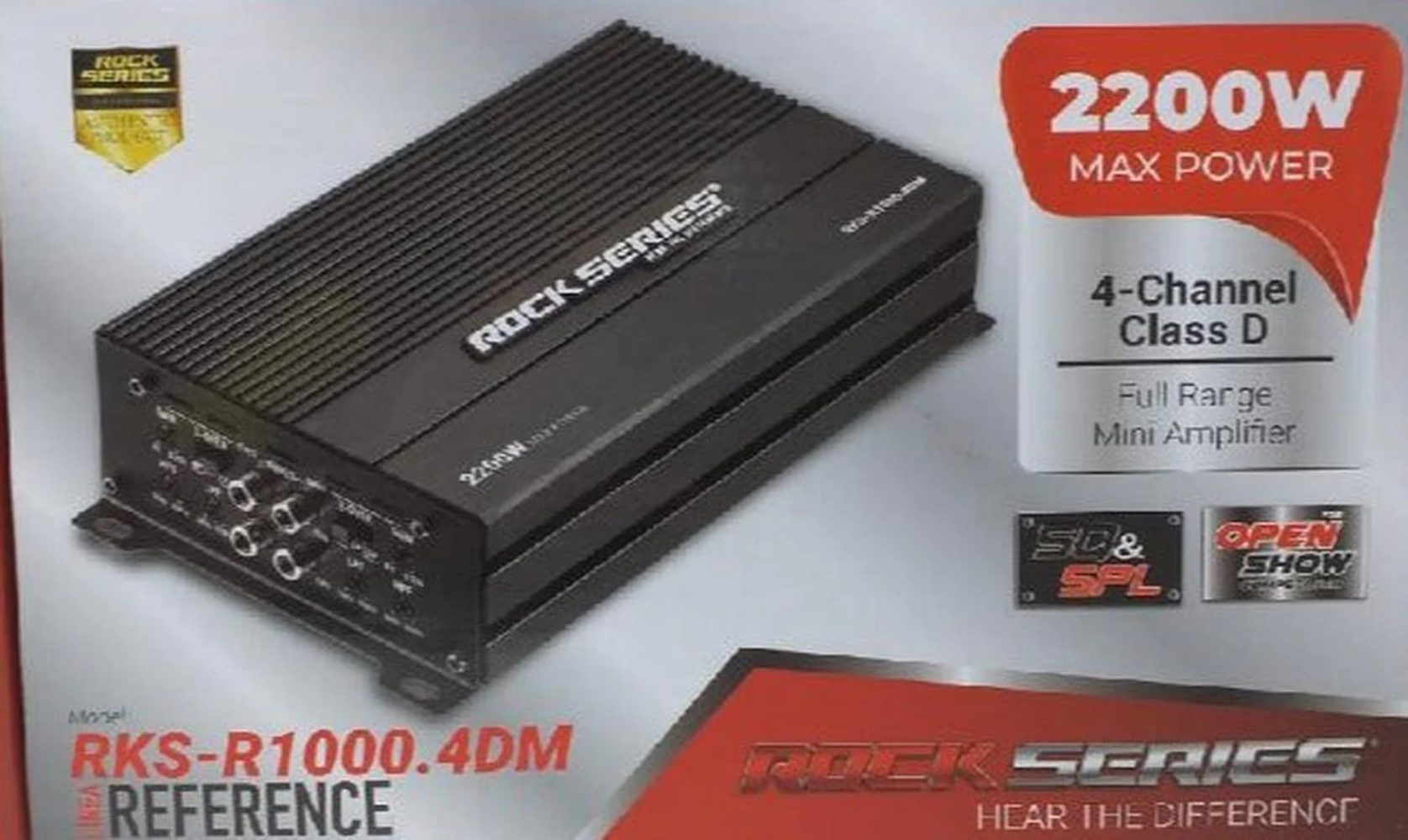 Mini Amplificador Full-Range 4 ch Rock Series RKS-R1000.4DM 2200 Watts Clase D Open Show.