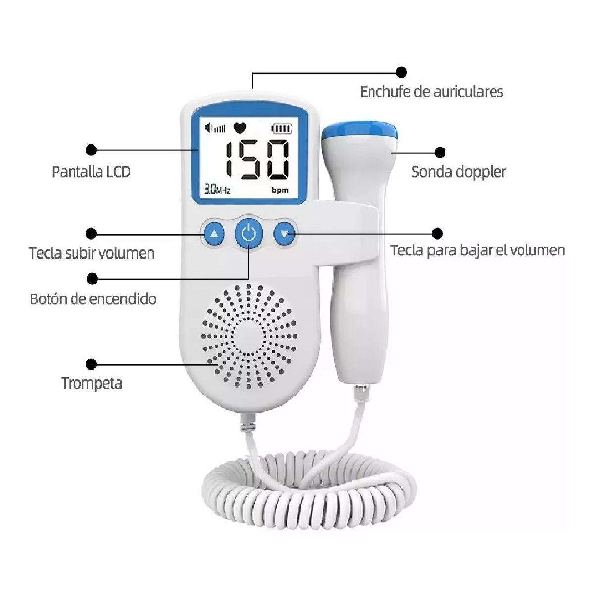 Ultrasonido Portatil Doppler Fetal Oye Latidos De Tu Bebe
