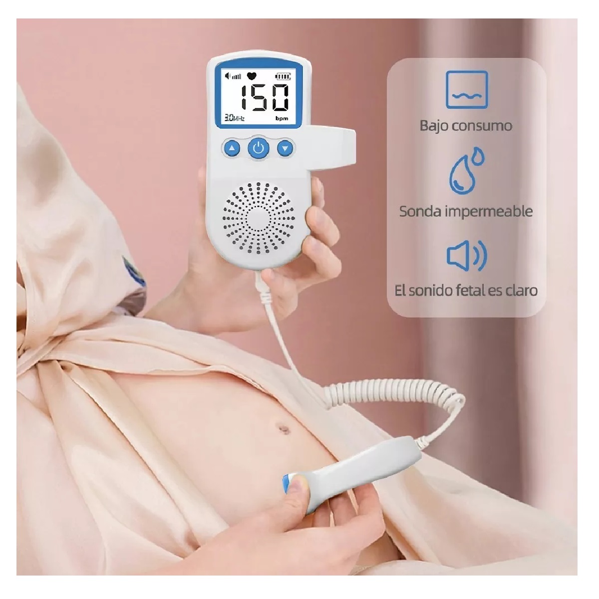 Ultrasonido Portatil Doppler Fetal Oye Latidos De Tu Bebe