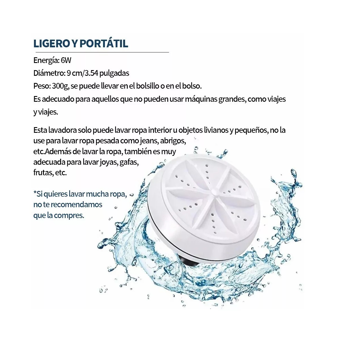 Mini Lavadora Ultrasónica Portátil 3 En 1 Con 4 Modos