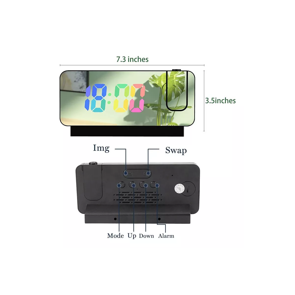 Reloj Despertador Digital Proyector Inalámbrico 11 Color Led