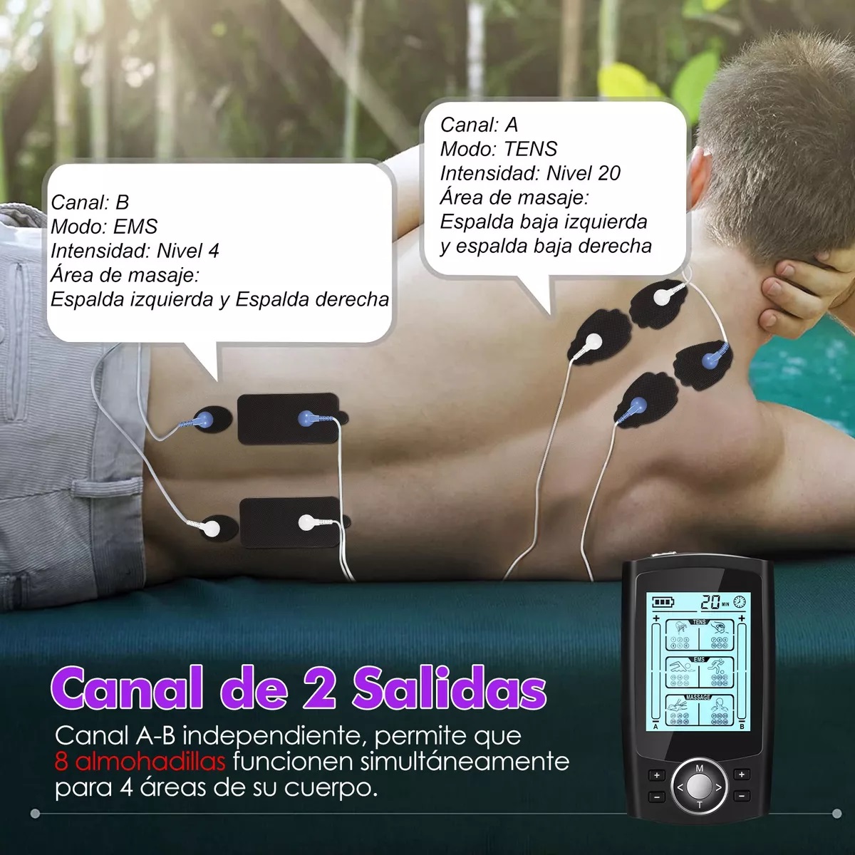 36 Modos Tens Ems Estimulador Muscular Masajeador De Pulso Negro