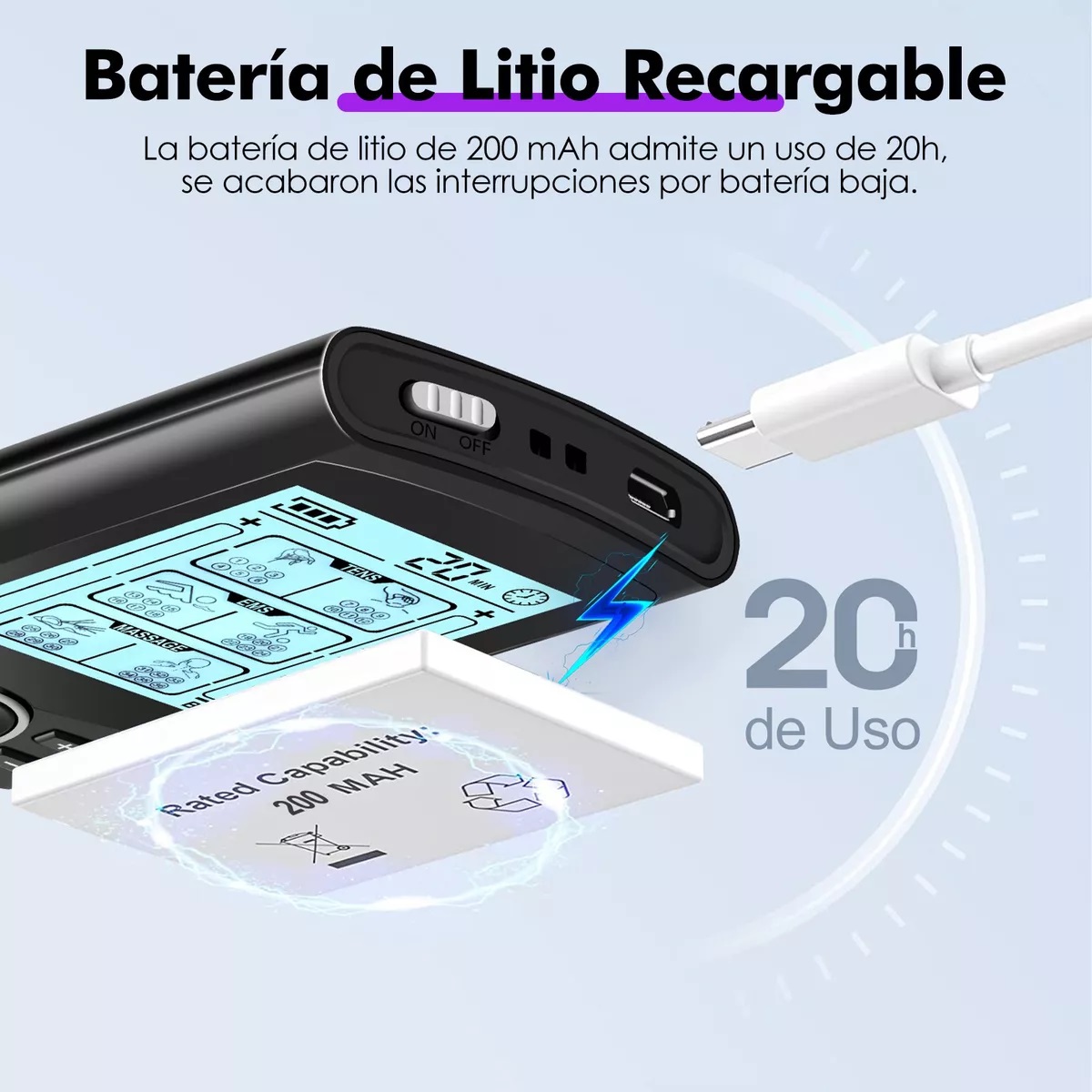 36 Modos Tens Ems Estimulador Muscular Masajeador De Pulso Negro