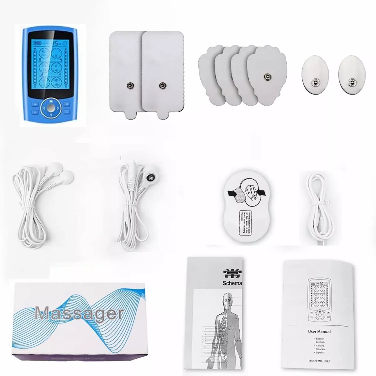 Estimulador Eléctrico Masajeador Recargable Con 24 Modos Azul