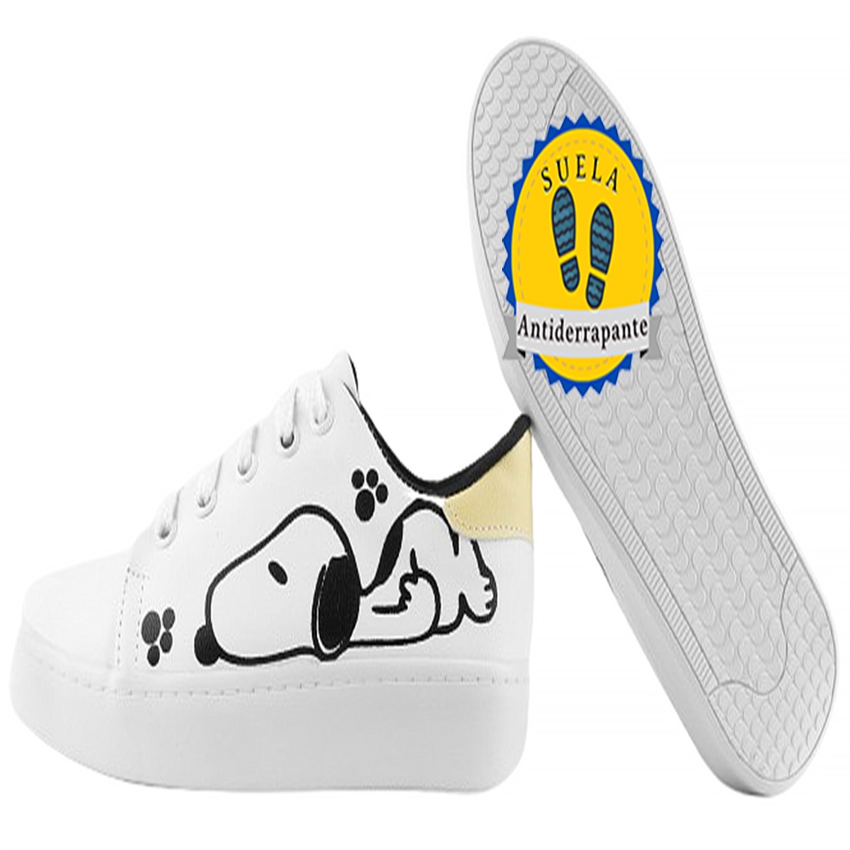 Tenis Mujer Snoopy Niña Juvenil Casuales Blancos Moda 451-bs.