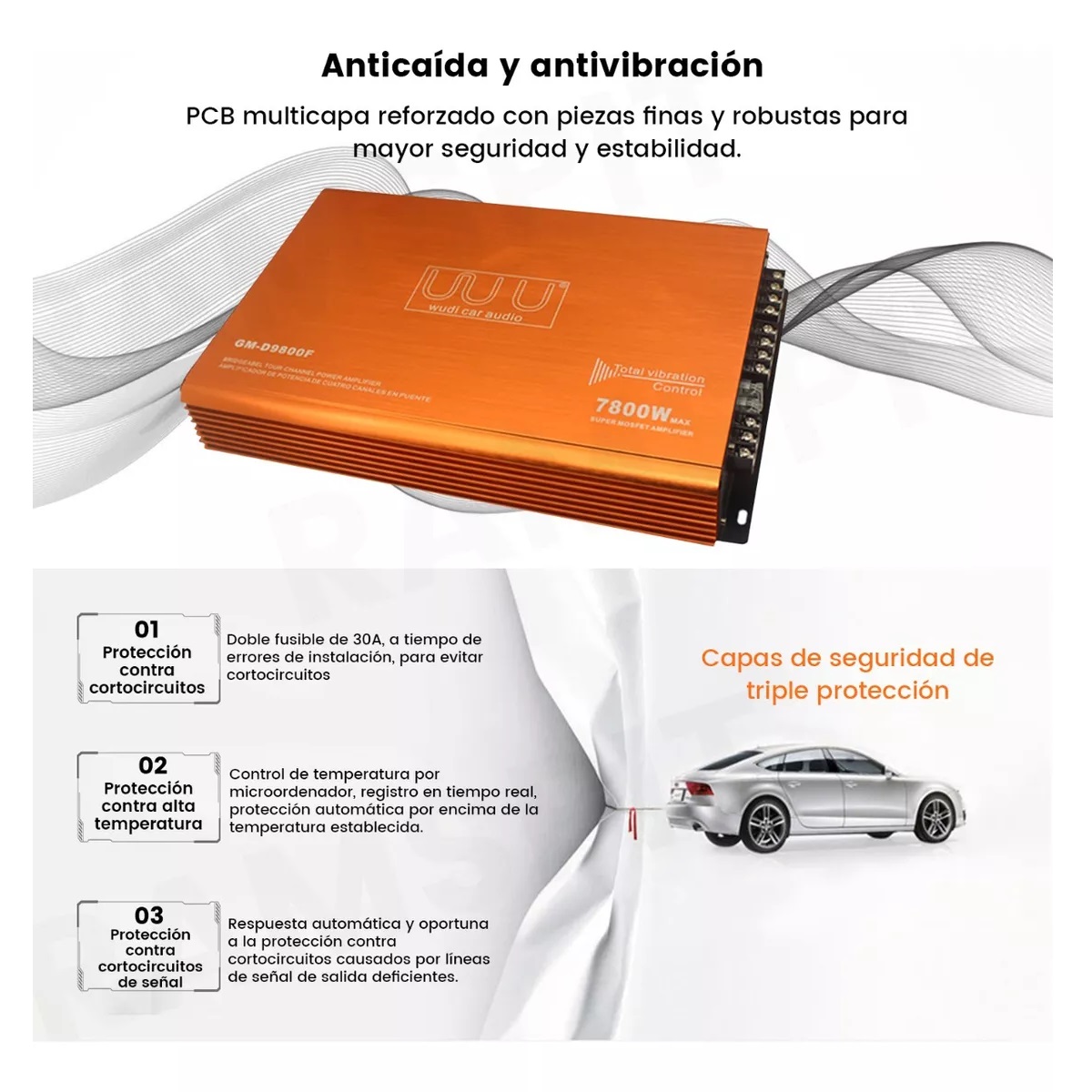 Amplificador De Audio 4 Canal Fuente Para Carros,7800w