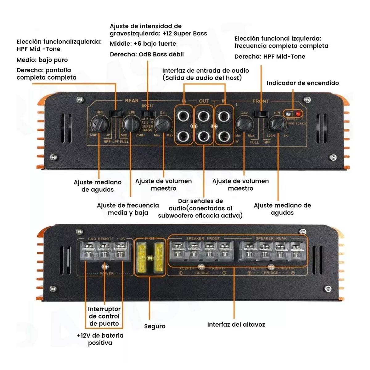 Amplificador De Audio 4 Canal Fuente Para Carros,7800w