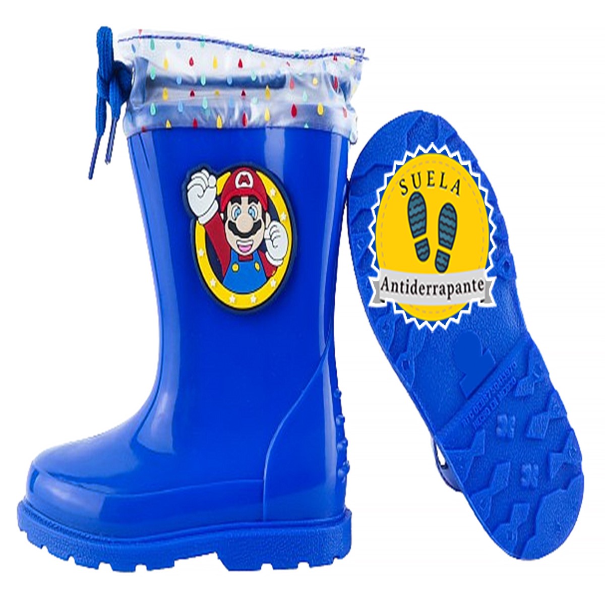Botas Niño Lluvia Super Mario Bros Videojuego 612 Azul