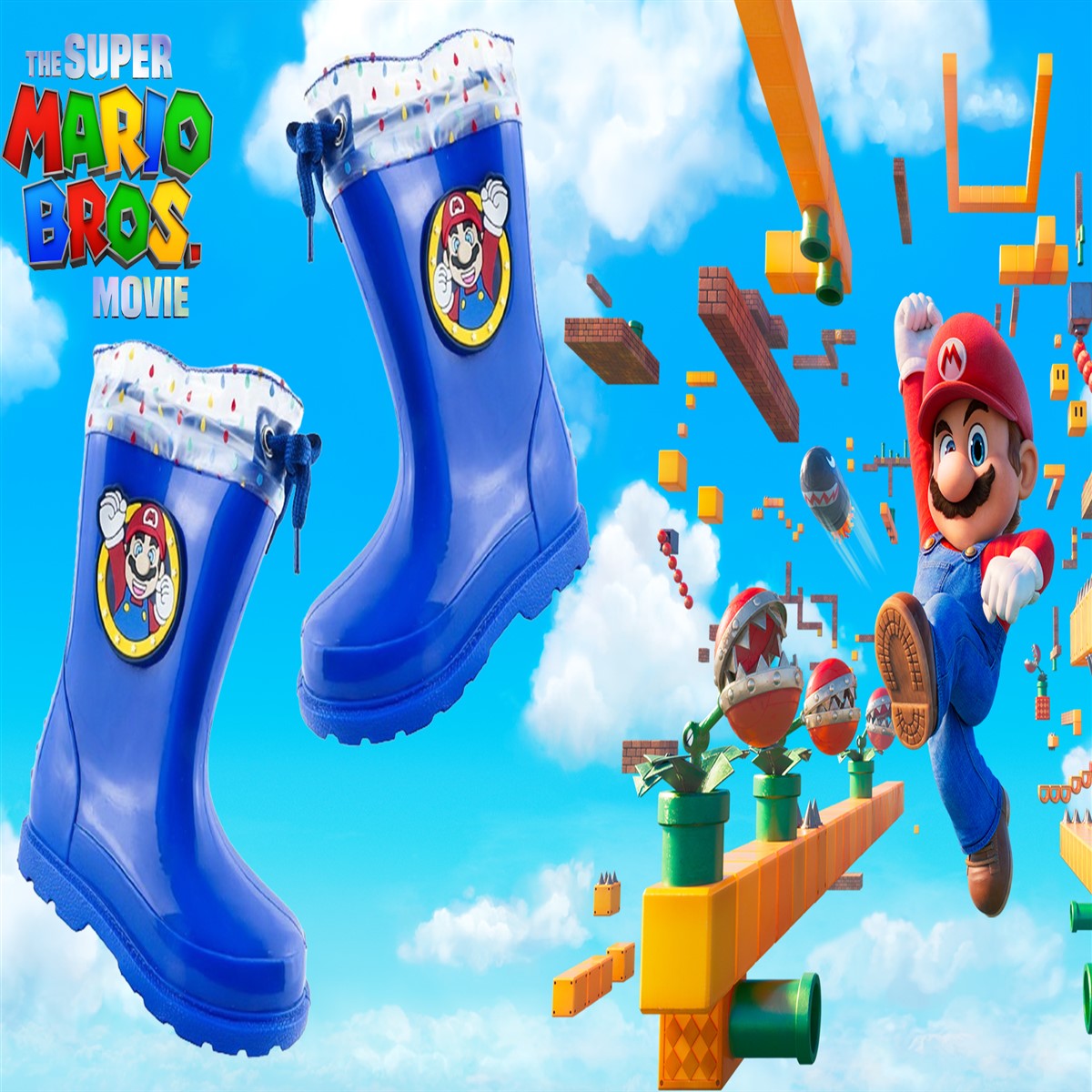 Botas Niño Lluvia Super Mario Bros Videojuego 612 Azul