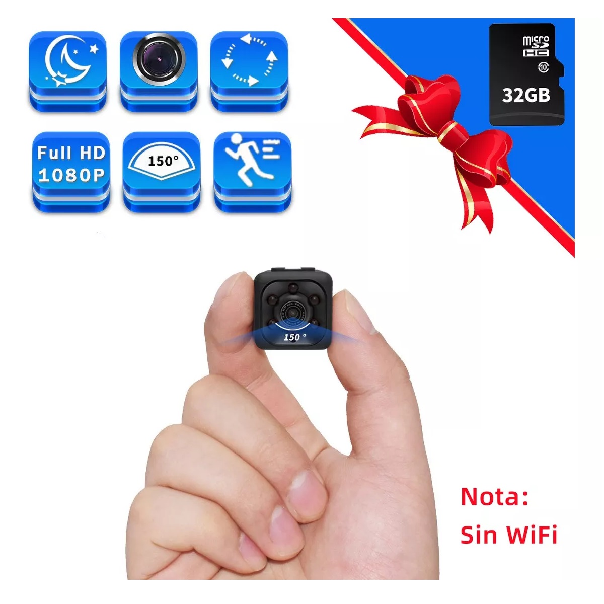 Mini Cámara Espía Micro Webcams Visiónnocturna Con 32gb Tf