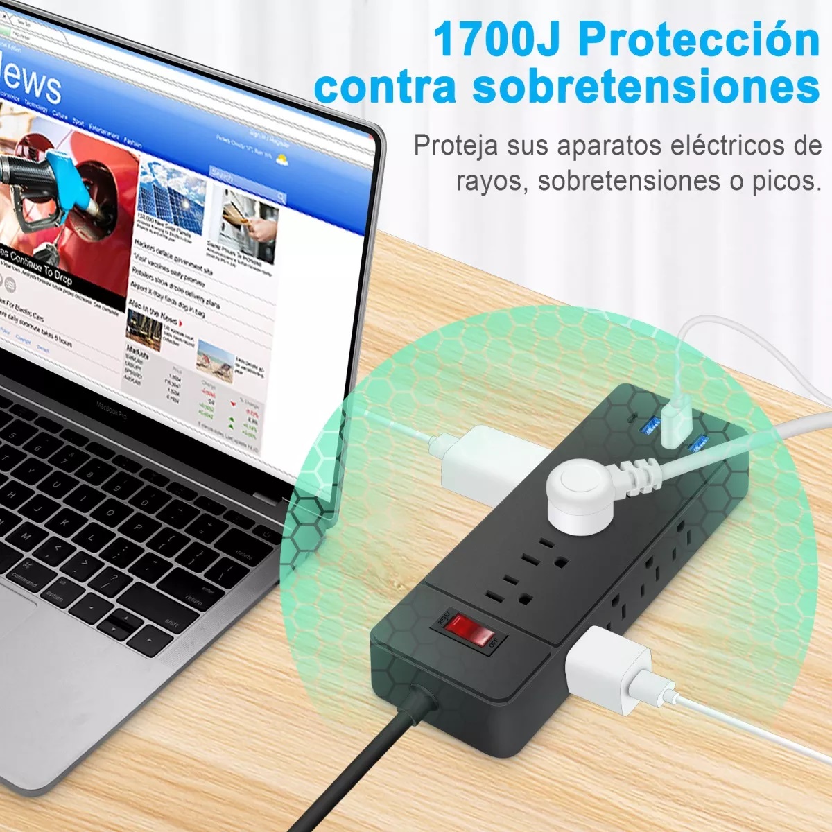 Regulador Cargador Multicontactos Con 12 Tomas 3 Usb 1 Tipoc