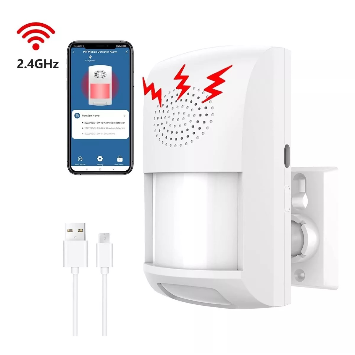 Sensor Movimiento Alarma De Seguridad Inalámbrica Wifi 110db