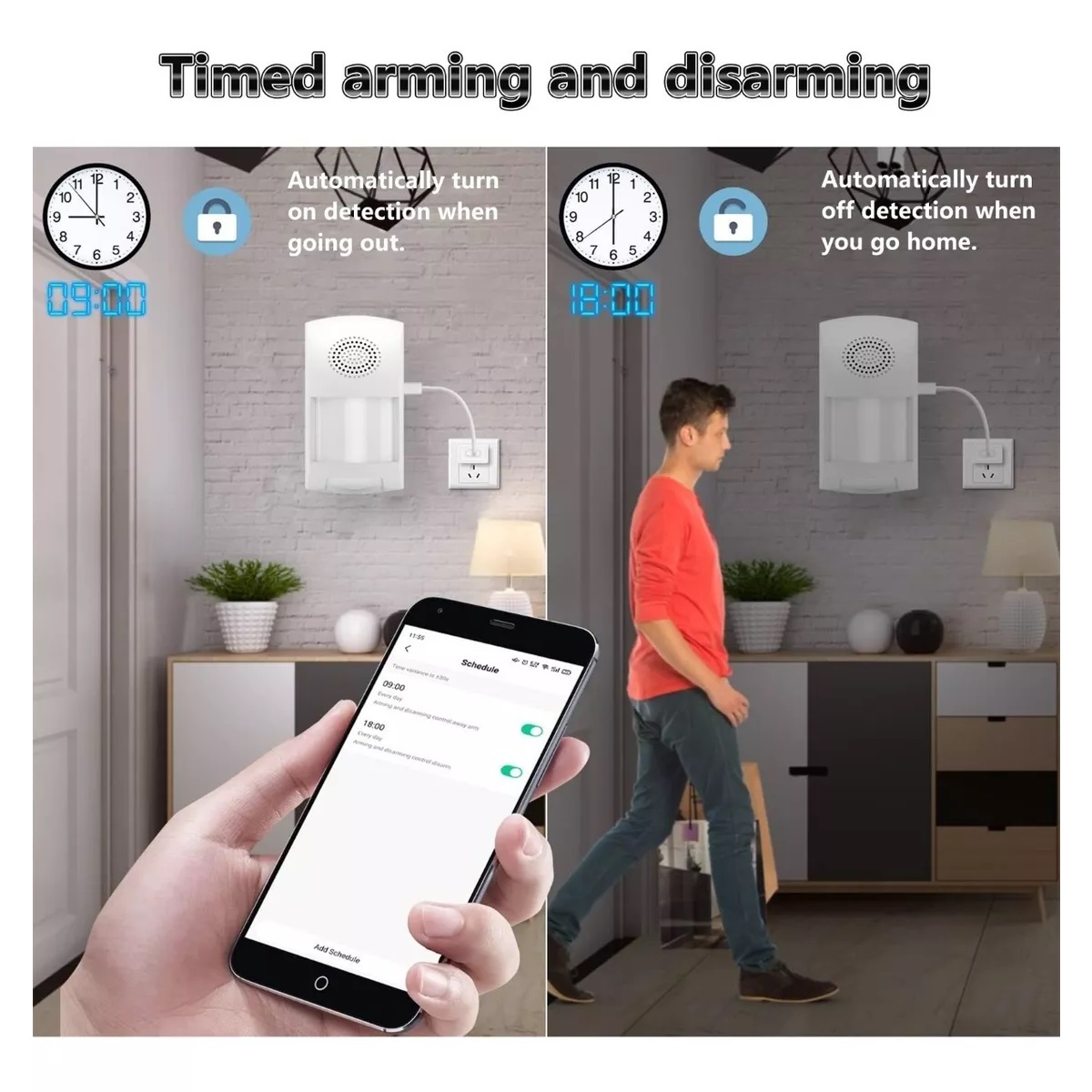 Sensor Movimiento Alarma De Seguridad Inalámbrica Wifi 110db