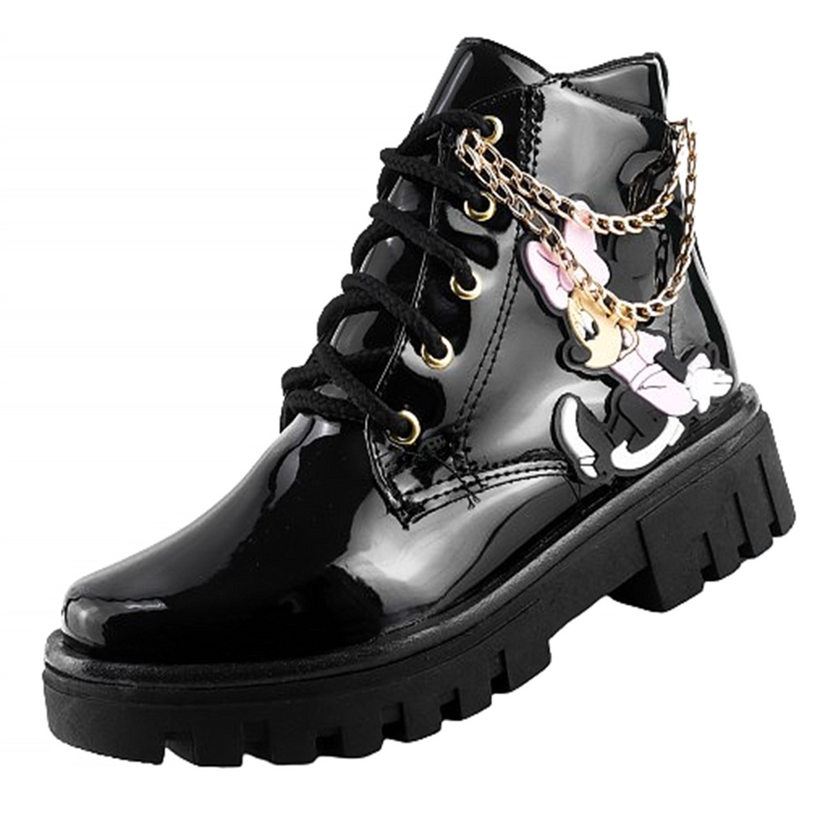 Botas Mimi Niña Plataforma Charol Negro Cómodas 945-cn.