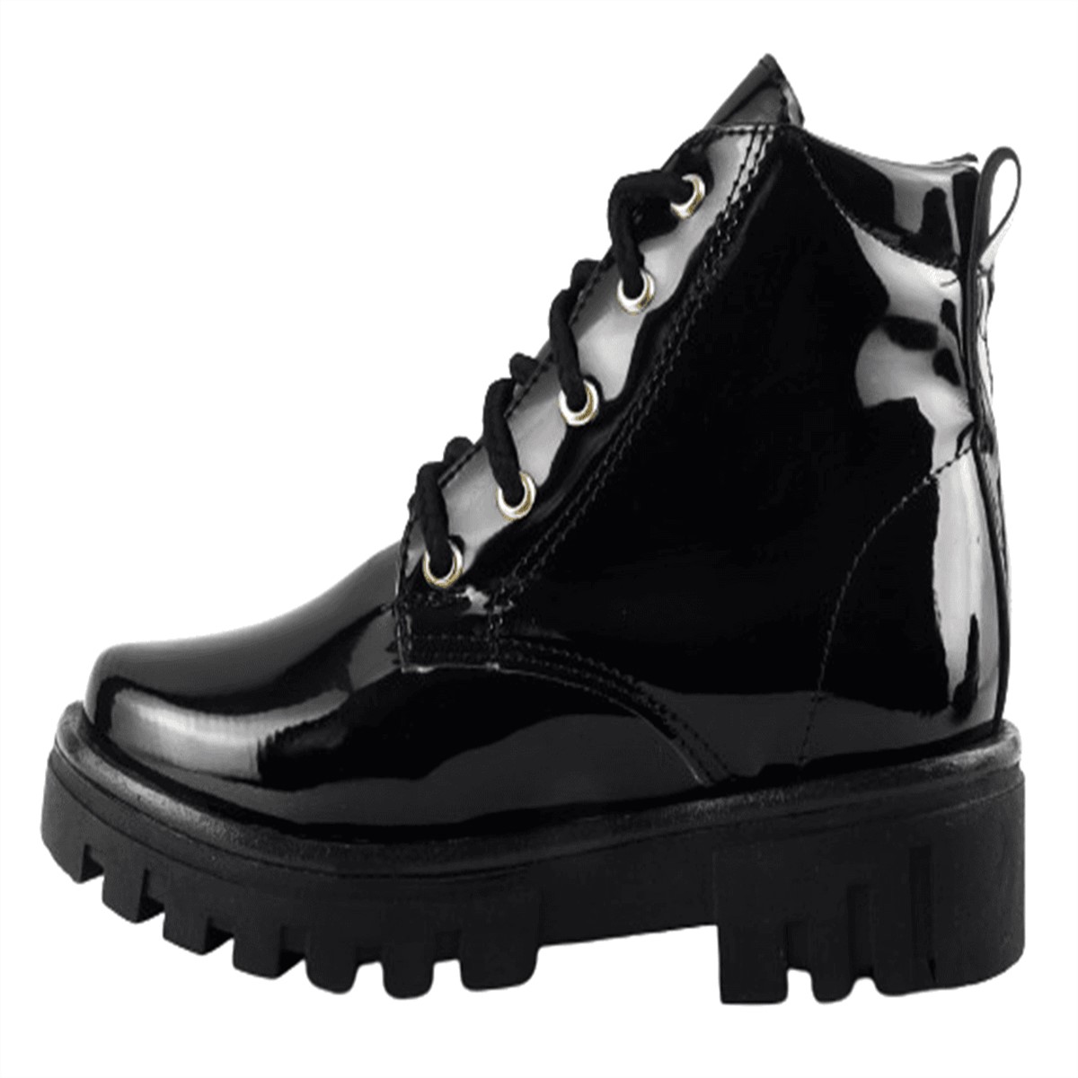Botas Mimi Niña Plataforma Charol Negro Cómodas 945-cn.