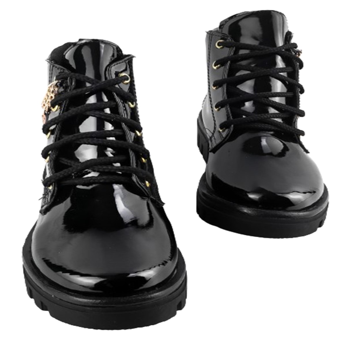 Botas Mimi Niña Plataforma Charol Negro Cómodas 945-cn.