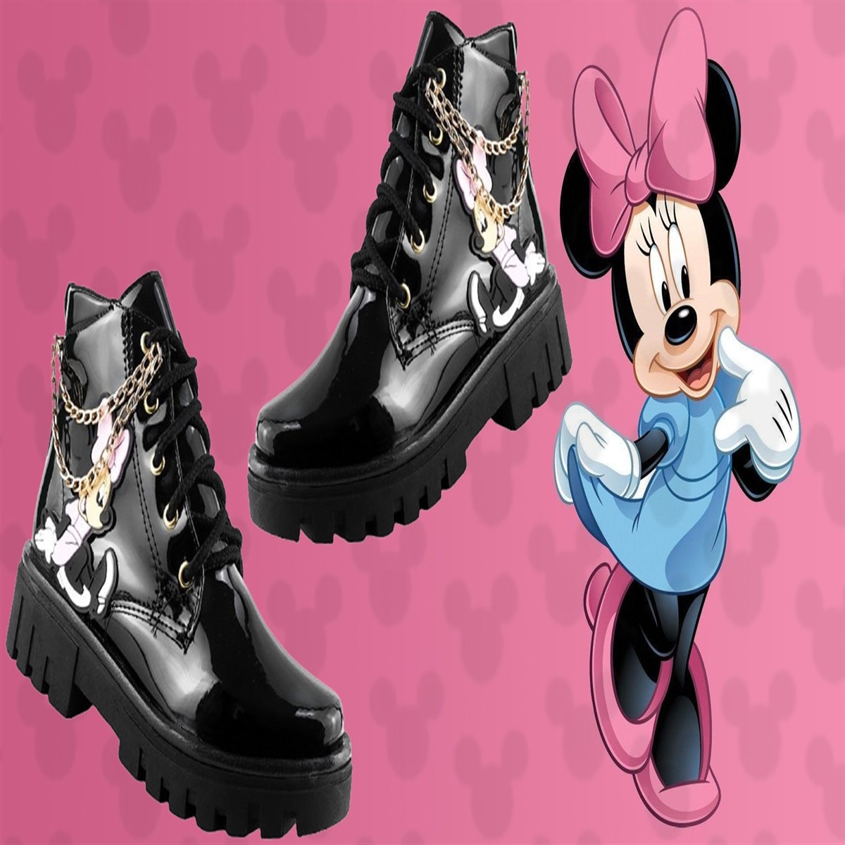 Botas Mimi Niña Plataforma Charol Negro Cómodas 945-cn.