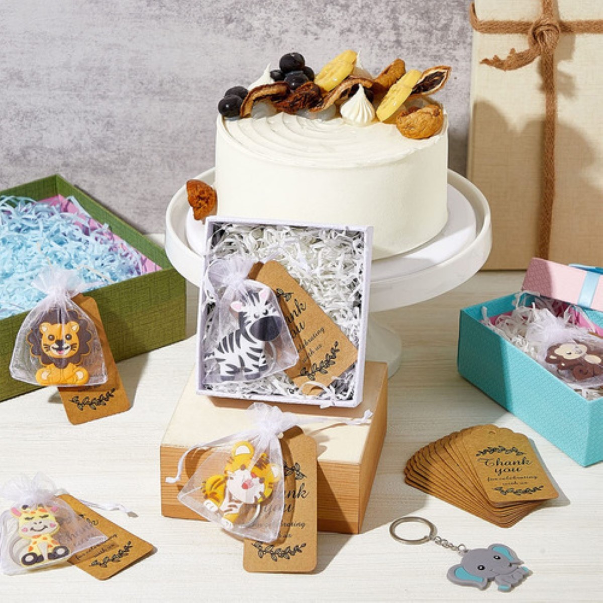 24llaveros De Animales Regalo Para Decoración De Baby Shower AMARILLO