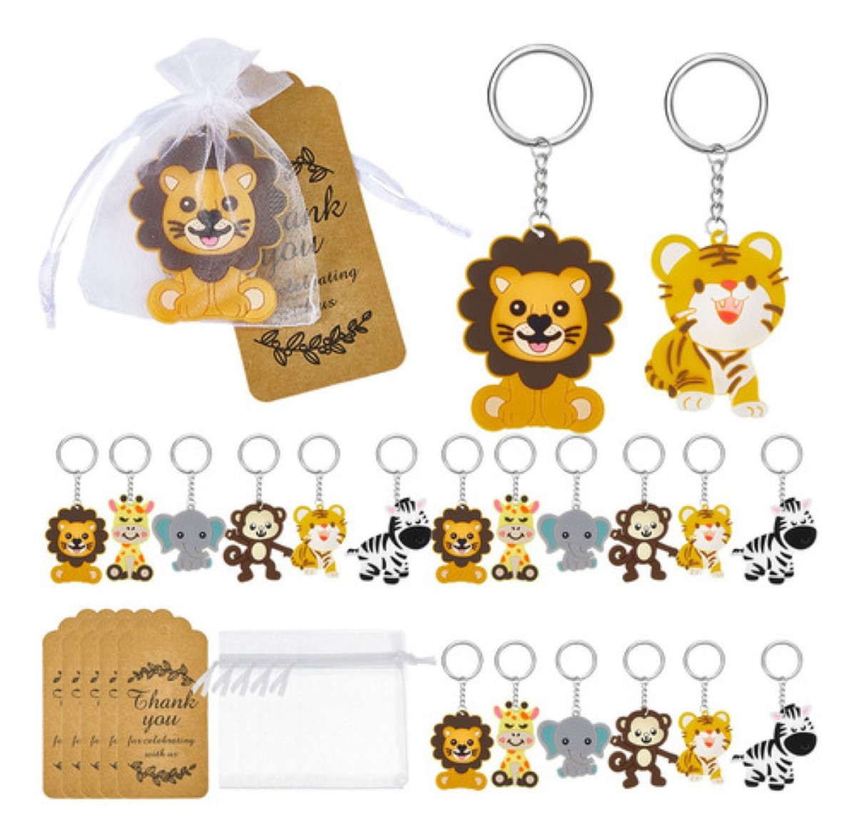 24llaveros De Animales Regalo Para Decoración De Baby Shower AMARILLO