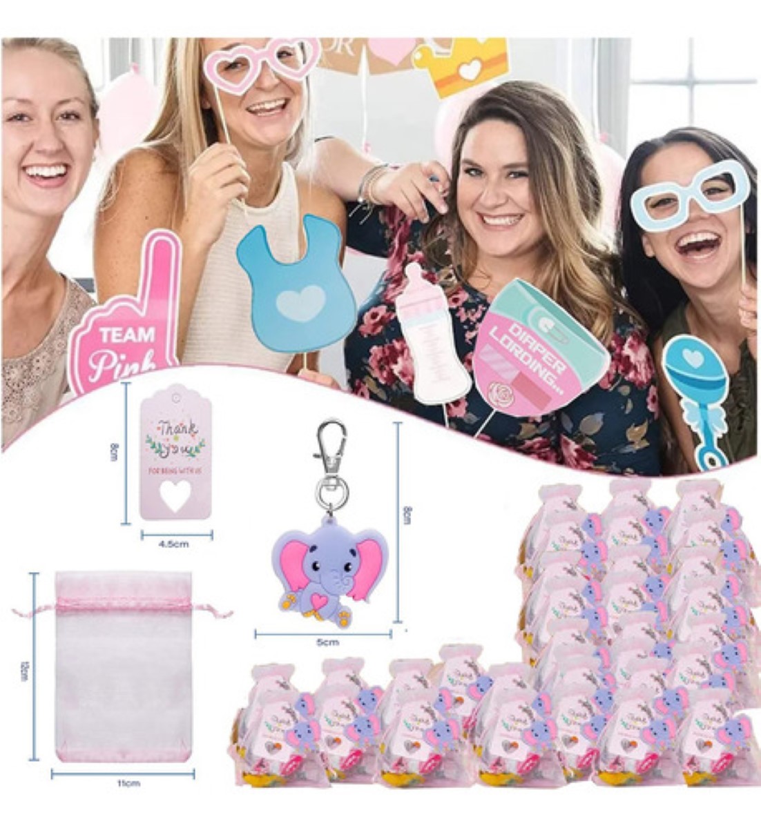 30llaveros De Elefante Regalo Para Decoración De Baby Shower ROSA
