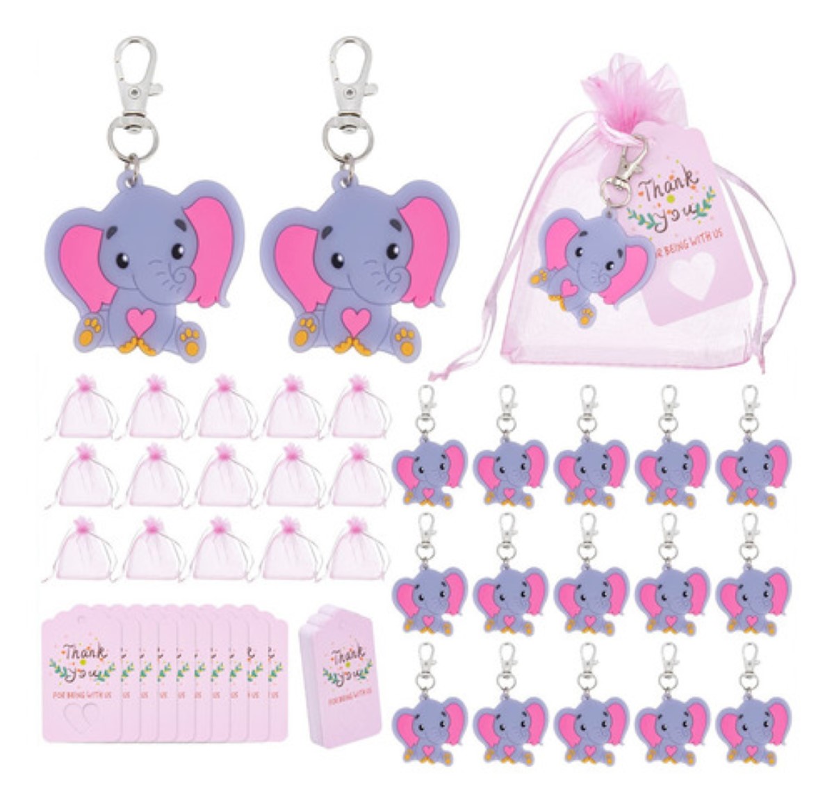 30llaveros De Elefante Regalo Para Decoración De Baby Shower ROSA