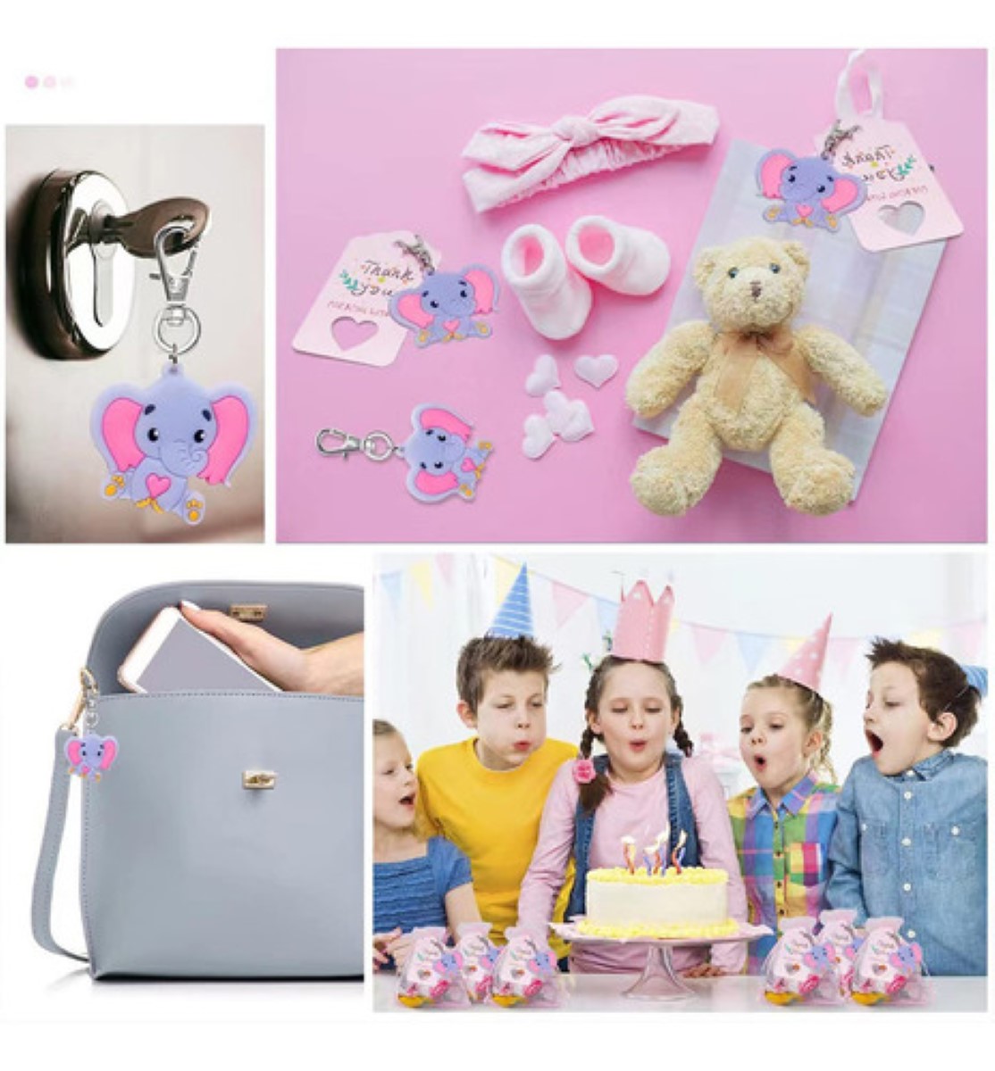 30llaveros De Elefante Regalo Para Decoración De Baby Shower ROSA