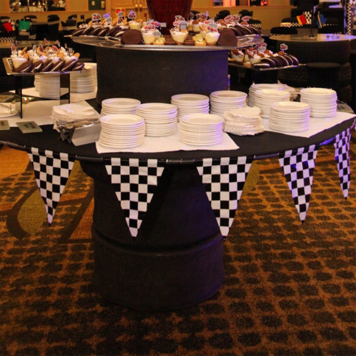 Banderín Carreras De Cuadros Blancos Negros 60m