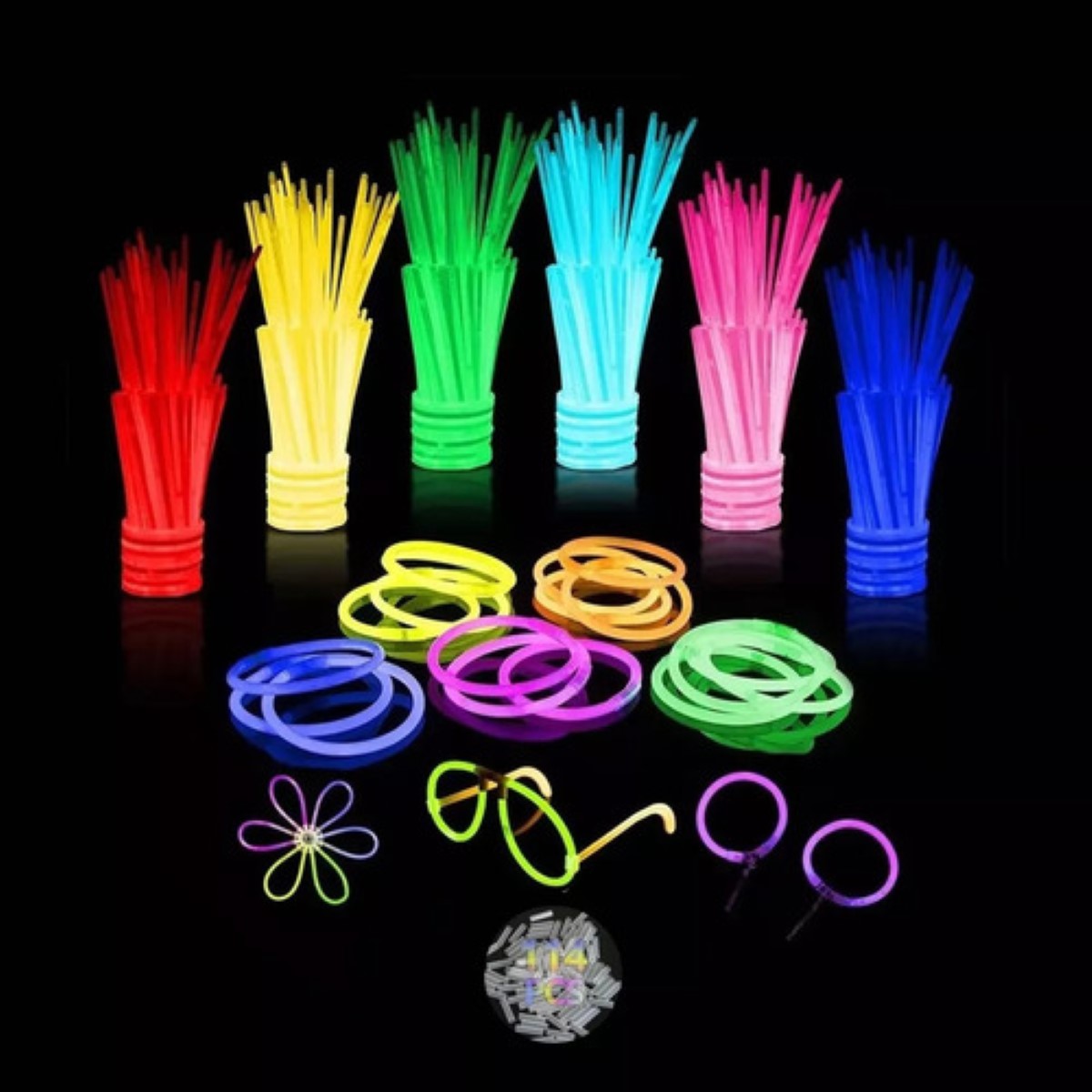 PACK 120 PULSERAS LUMINOSAS FLUORESCENTE LED NEON