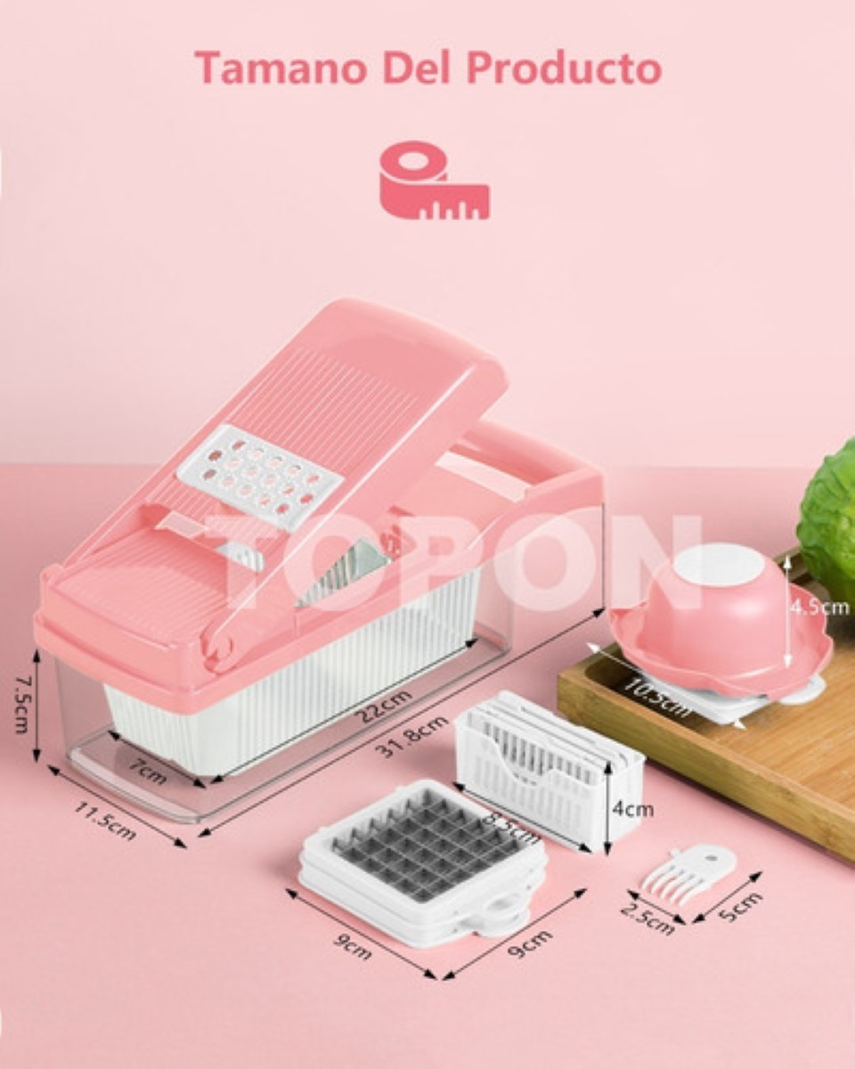 Ralladores Verdura Fruta Picador Cortador Cocina Topon 14pcs ROSA