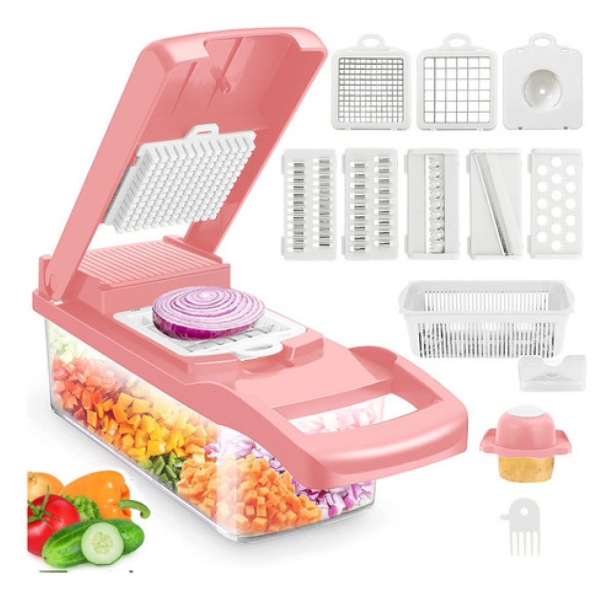 Ralladores Verdura Fruta Picador Cortador Cocina Topon 14pcs ROSA