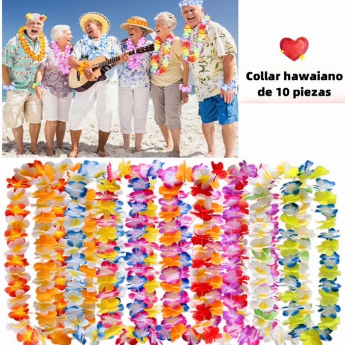 Collar Hawaiano Flores Fiestas Batucada Evento Boda, 40 Pzs COLORES