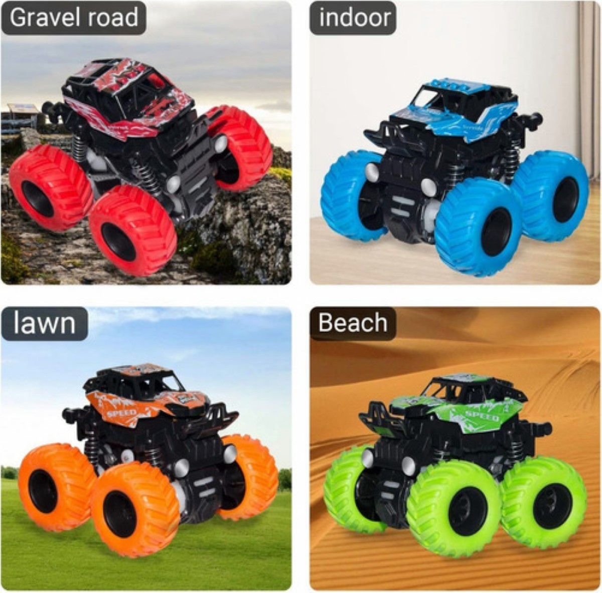 Juguetes Monster Truck Coches De Juguete De Fricción 4pcs