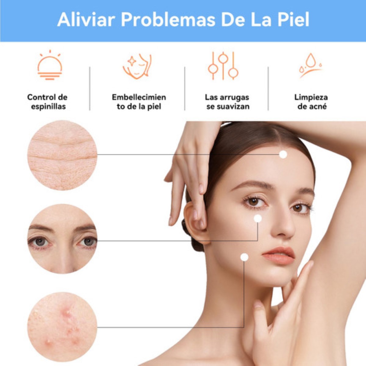 Alta Frecuencia Facial, Máquina Terapia Piel Dispositivo azul/blanco.